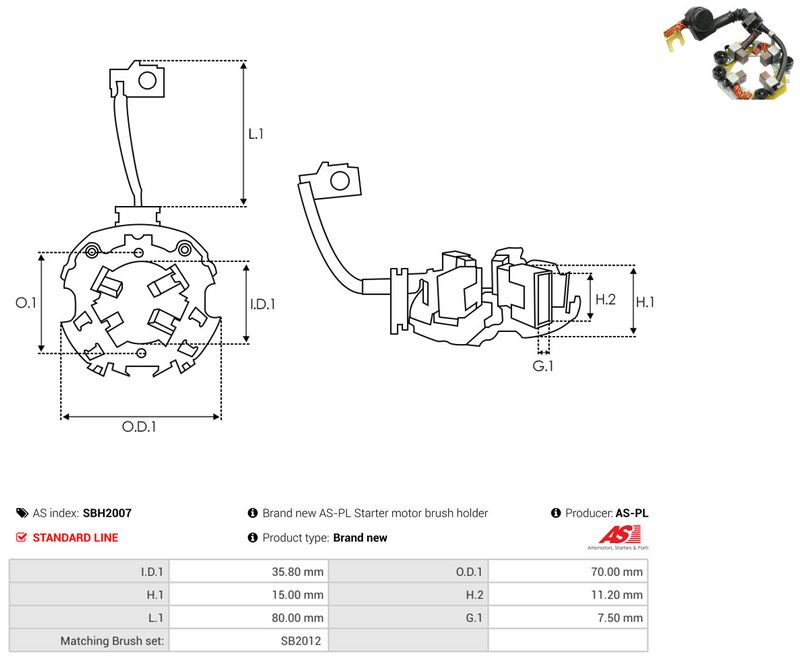 AS-PL SBH2007 Holder, carbon brushes