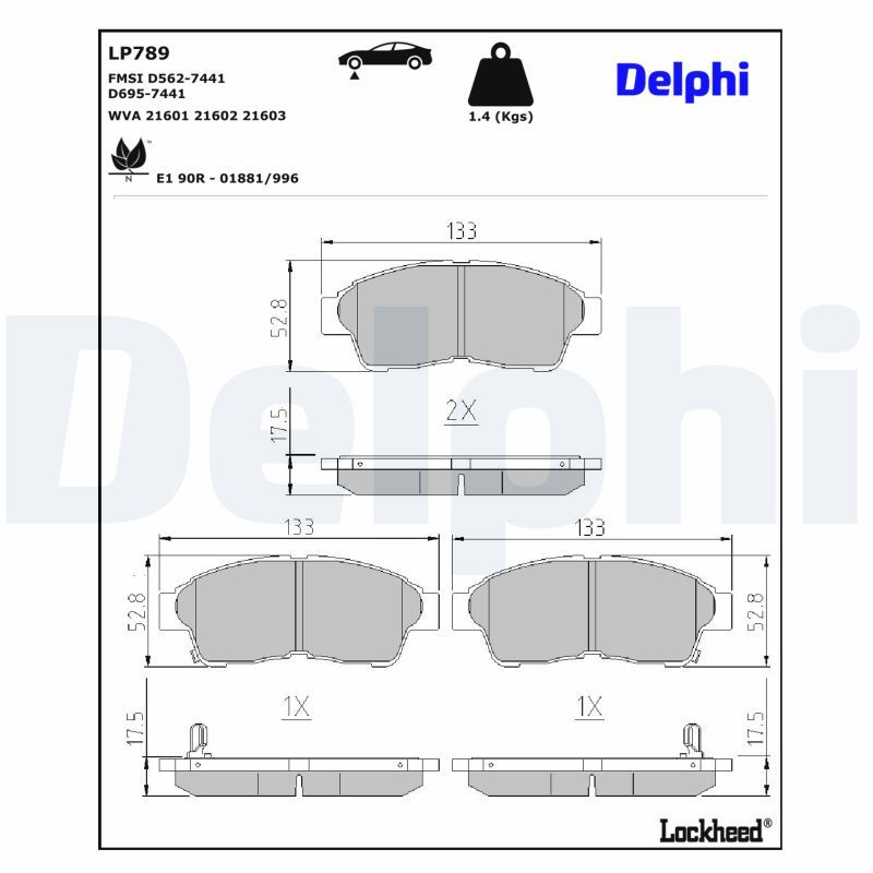Piduriklotsi komplekt, ketaspidur, DELPHI LP789