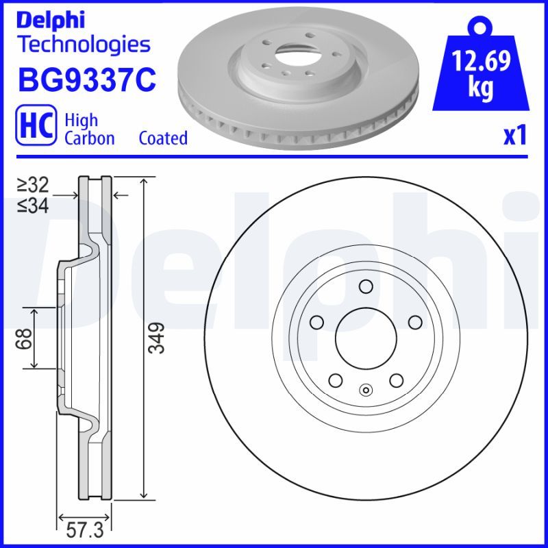 Гальмівний диск, Delphi BG9337C