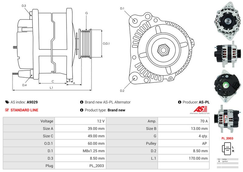 AS-PL A9029 Alternator