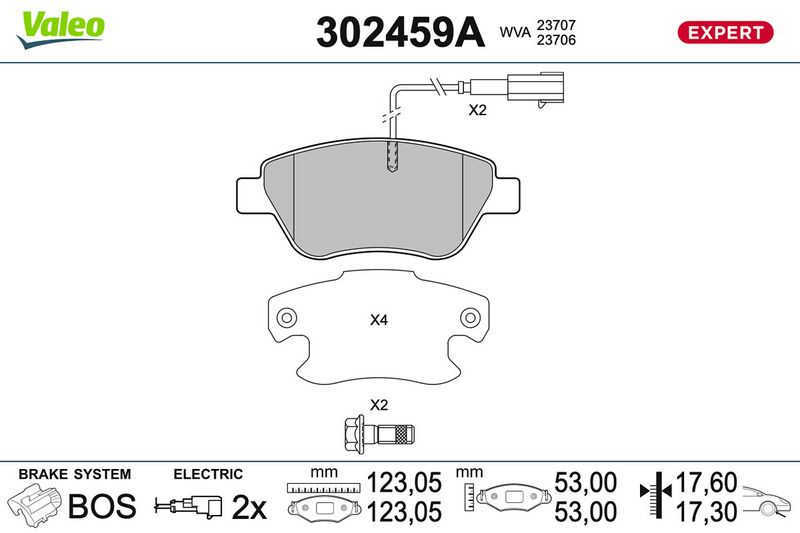 Sada brzdových destiček, kotoučová brzda 302459A
