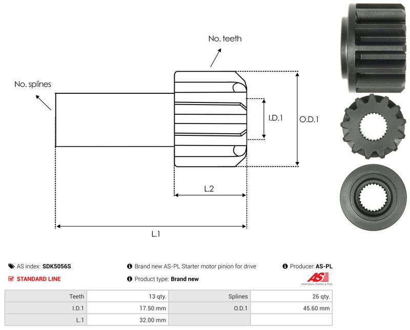 AS-PL SDK5056S Freewheel Gear, starter