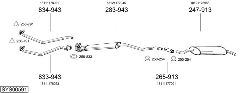 BOSAL kipufogórendszer SYS00591