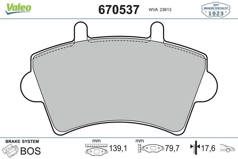 Plaquettes+de+frein+à+disque VALEO 670537