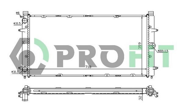 Радіатор, система охолодження двигуна, Profit 9558A1