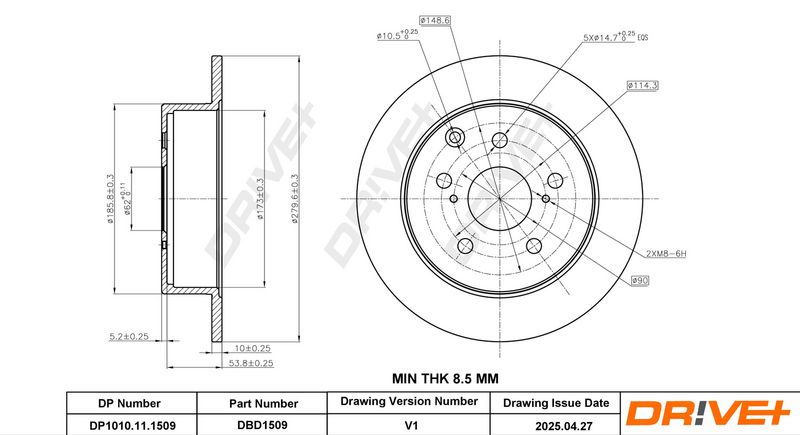 Disc frana DP1010.11.1509 Dr!ve+