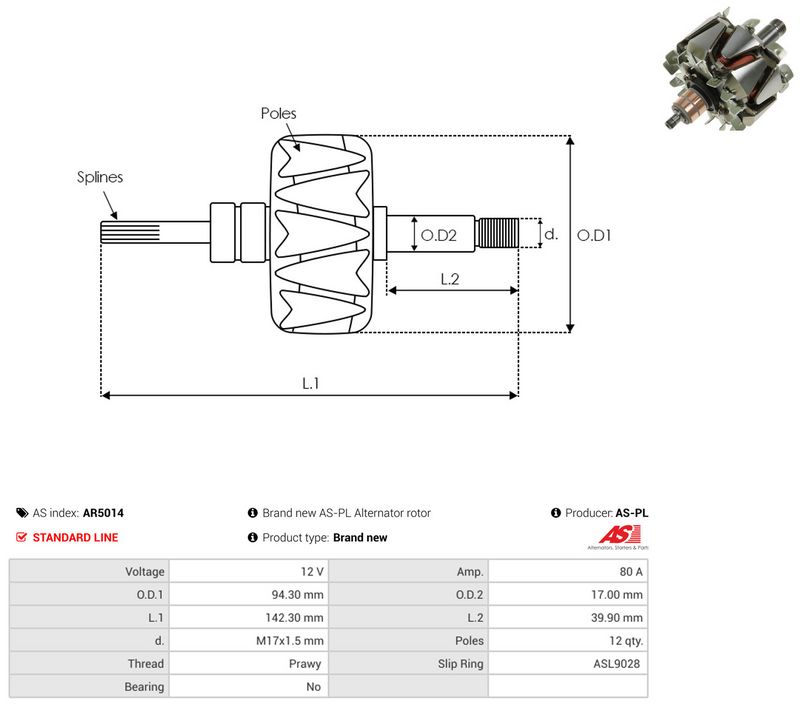 AS-PL AR5014 Rotor, alternator