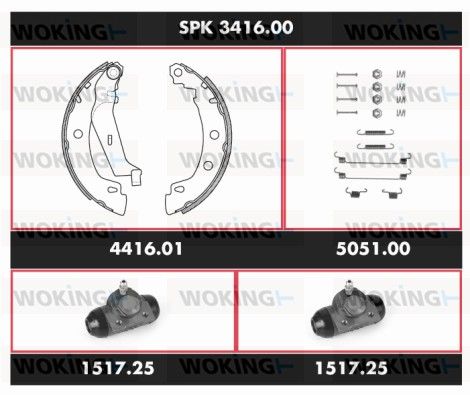 Комплект гальма, барабанне гальмо, Woking SPK3416.00