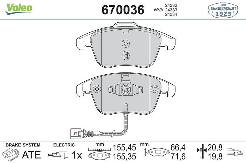 Plaquettes+de+frein+à+disque VALEO 670036