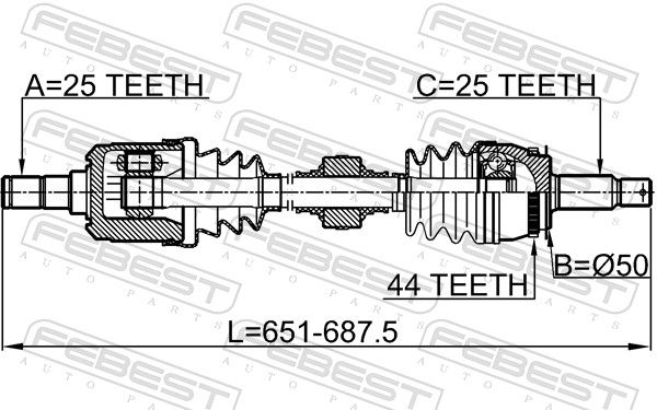 Приводний вал, Febest 1214-CAMTLH