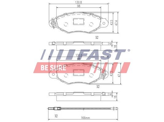 Комплект гальмівних накладок, дискове гальмо, Fast FT29532