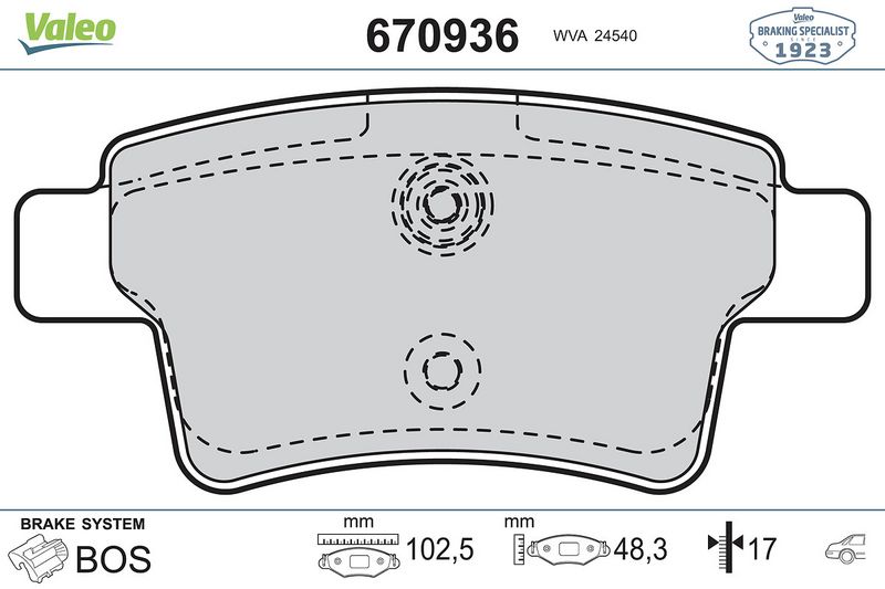 Plaquettes+de+frein+à+disque VALEO 670936