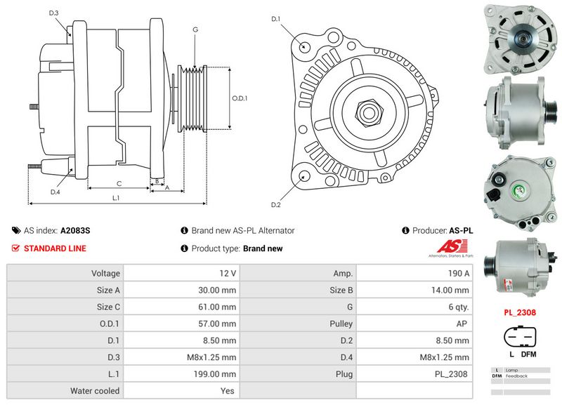 AS-PL A2083S Alternator