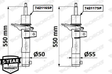 MONROE Volkswagen амортизатор OESpectrum передний d=50mm Audi A3,Seat,Skoda Octavia III,Golf VII 12-