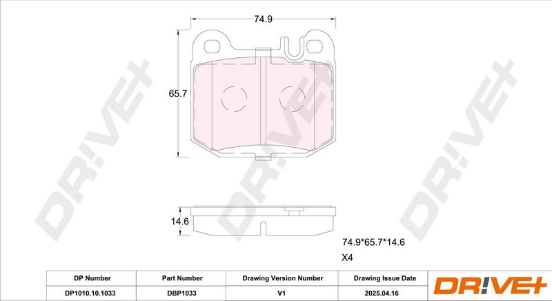 Set placute frana,frana disc DP1010.10.1033 Dr!ve+