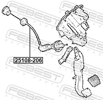 FEBEST 25108-206 Cable Pull, clutch control