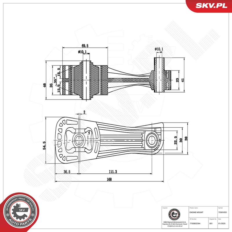 Paigutus, Mootor, ESEN SKV 75SKV051