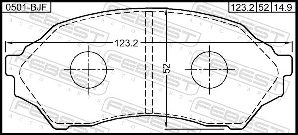 Комплект гальмівних накладок, дискове гальмо, передня вісь, MAZDA 323 BJ 1998-2004), Febest 0501-BJF