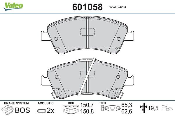 комплект спирачно феродо, дискови спирачки VALEO