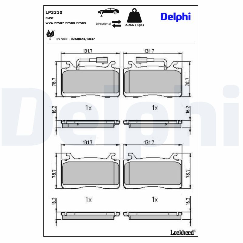 Piduriklotsi komplekt, ketaspidur, DELPHI LP3310