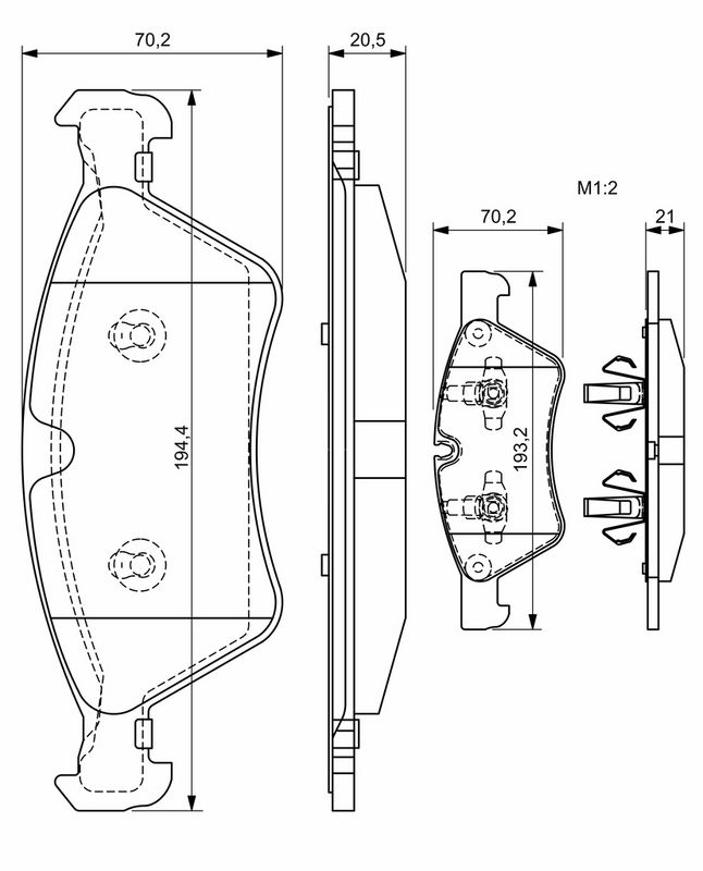 Piduriklotsi komplekt, ketaspidur, BOSCH 0 986 494 165