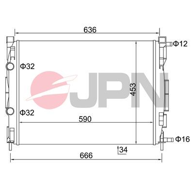 Radiaator, mootorijahutus, JPN 60C9044-JPN