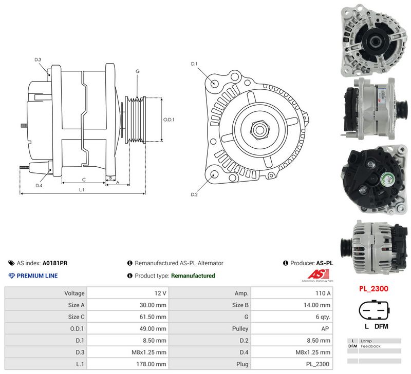 Generaator, AS-PL A0181PR