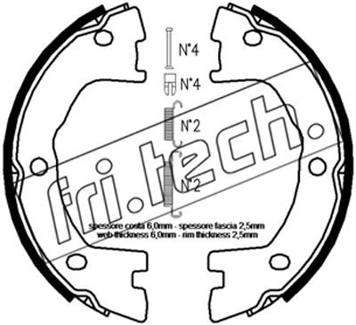 fri.tech. fékpofakészlet, rögzítőfék 1034.120K