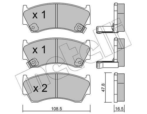 Комплект гальмівних накладок, дискове гальмо, Metelli 22-0277-0