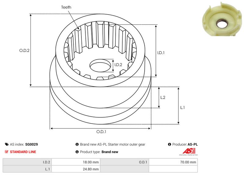 Remondikomplekt, Starter, AS-PL SG0029