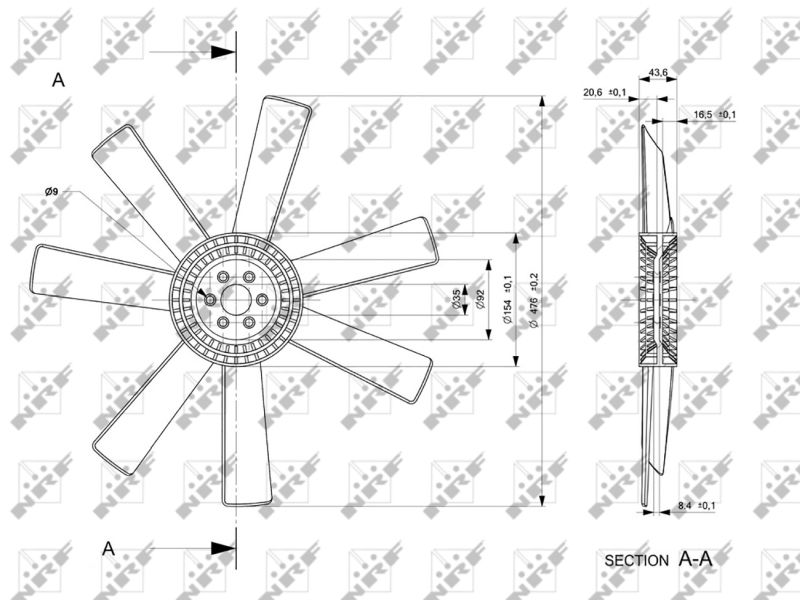 Крильчатка вентилятора, система охолодження двигуна, Nrf 49809