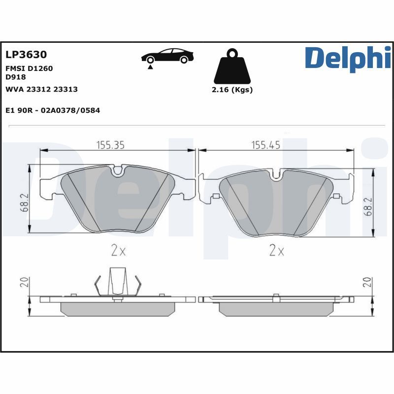 Delphi LP3630 Brake Pad Set, disc brake