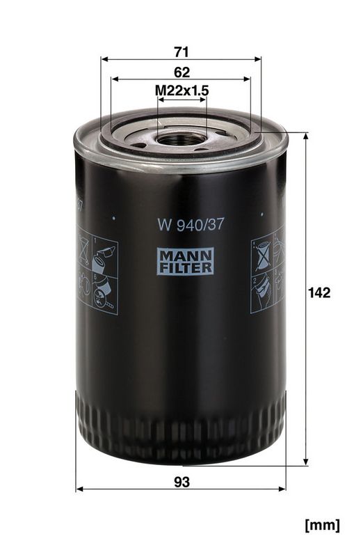 Õlifilter, MANN-FILTER W 940, 37