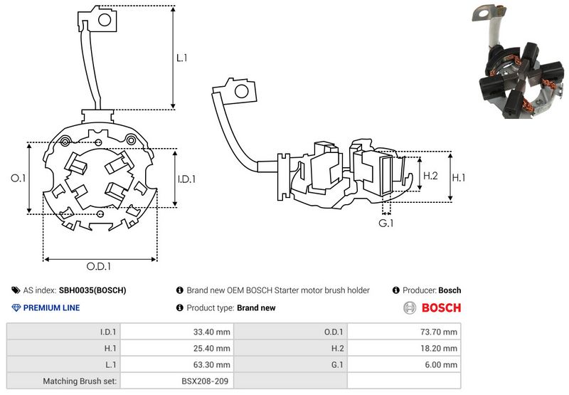 AS-PL SBH0035(BOSCH) Holder, carbon brushes