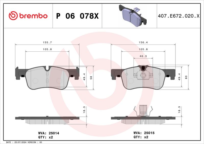 BREMBO P06078X Brake Pad Set, disc brake