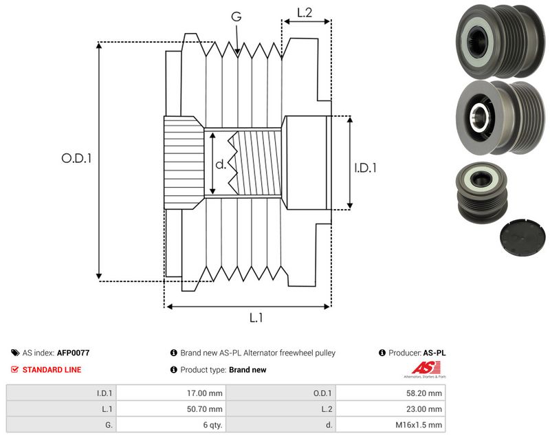 AS-PL AFP0077 Alternator Freewheel Clutch