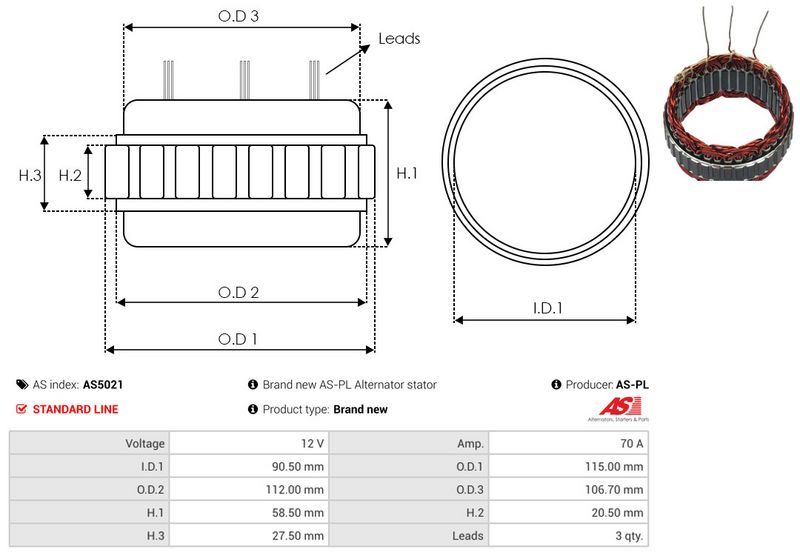 Staator, generaator, AS-PL AS5021