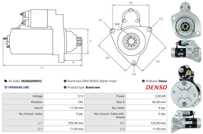 AS-PL S6266(DENSO) Starter