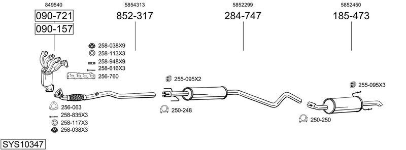 BOSAL kipufogórendszer SYS10347