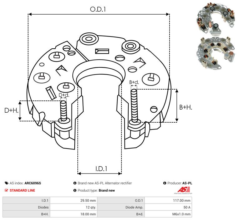 AS-PL ARC6096S Rectifier, alternator