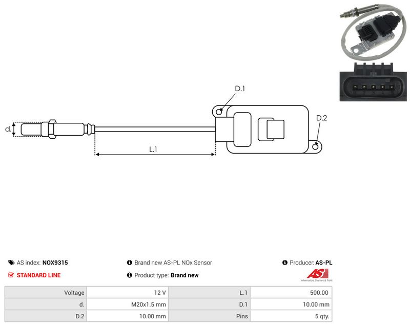 NOx-sensor, karbamiidipritse, AS-PL NOX9315