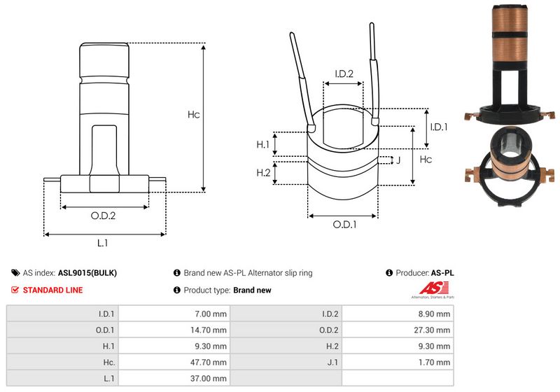 Rõngas, generaator, AS-PL ASL9015(BULK)