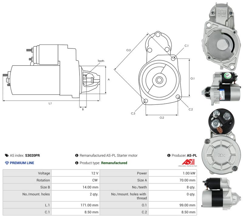Starter, AS-PL S3020PR