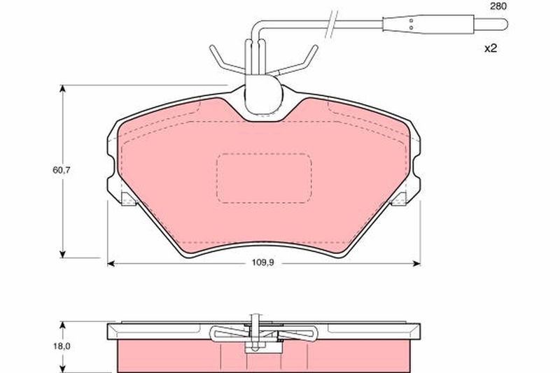 Комплект гальмівних накладок, дискове гальмо, Trw GDB1087