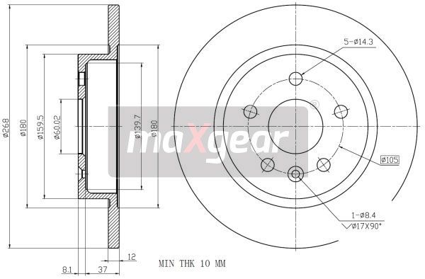 MAXGEAR féktárcsa 19-2333MAX
