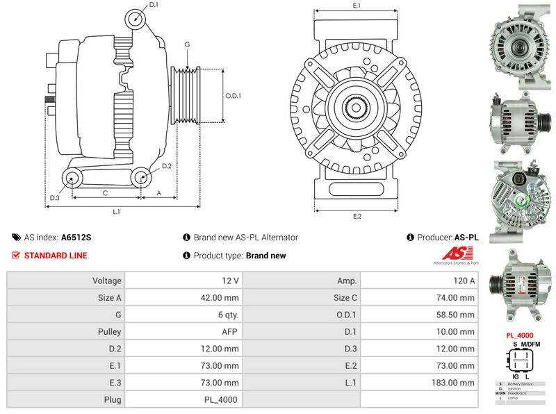 AS-PL A6512S Alternator