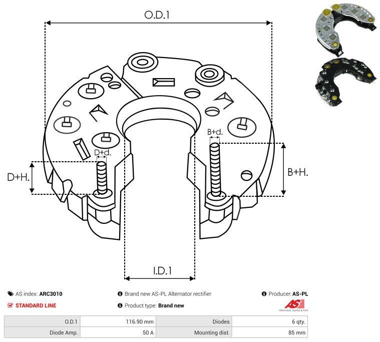 AS-PL ARC3010 Rectifier, alternator