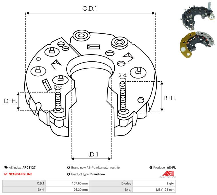 AS-PL ARC3127 Rectifier, alternator