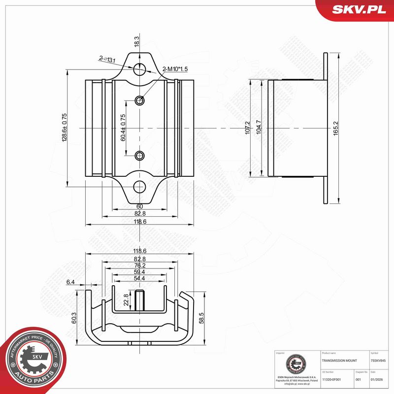 ESEN SKV 75SKV845 Mounting, manual transmission