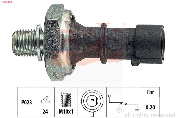 EPS OPEL датчик давления масла Astra H 1,7 04-, Meriva 1,7DTI/CDTI 06-, Vectra C 3,0CDTI 05-.